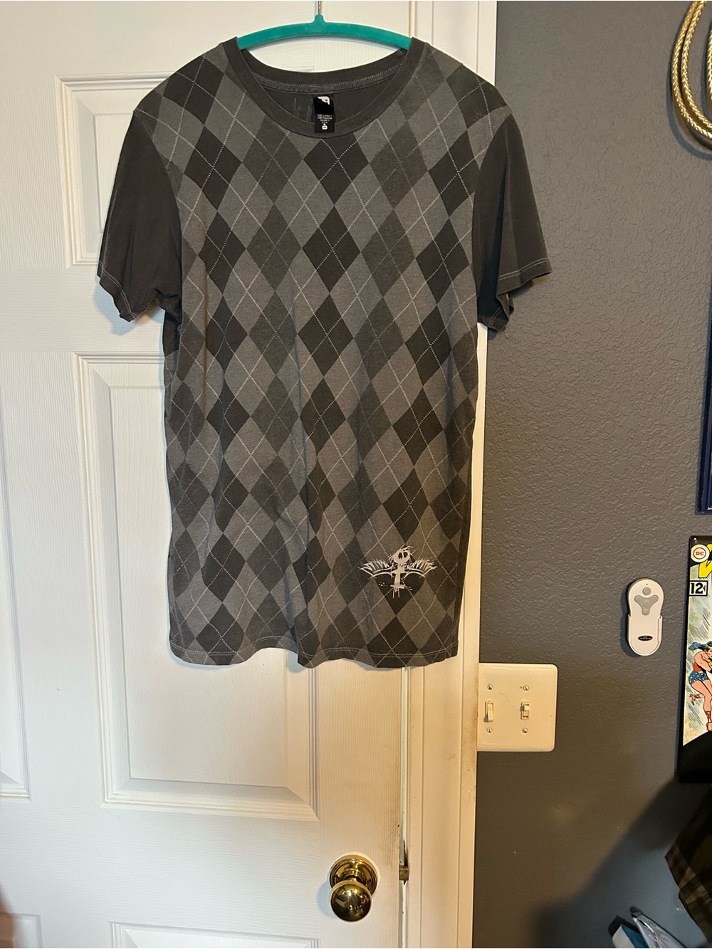 Alternative Men's Gray Argyle Short Sleeve Tee